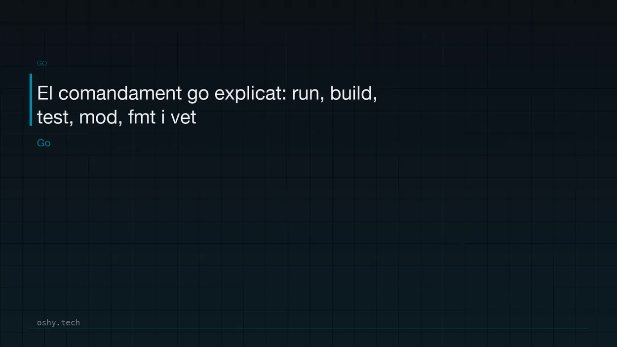 Cover for El comandament go explicat: run, build, test, mod, fmt i vet