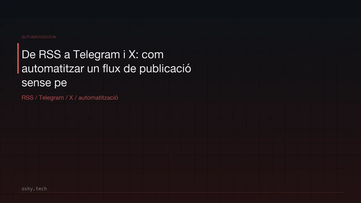 Cover for De RSS a Telegram i X: com automatitzar un flux de publicació sense perdre control editorial