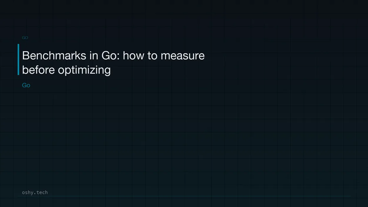 Cover for Benchmarks in Go: how to measure before optimizing