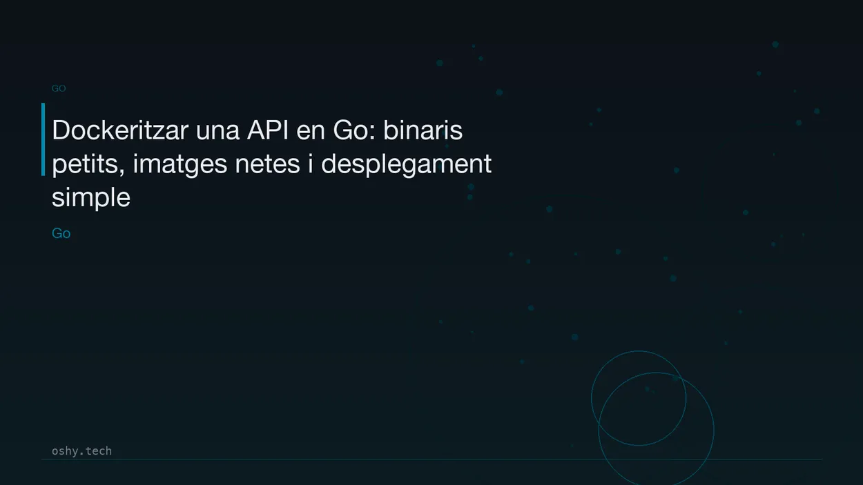 Cover for Dockeritzar una API en Go: binaris petits, imatges netes i desplegament simple