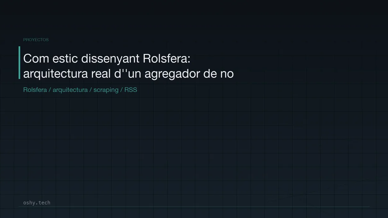 Cover for Com estic dissenyant Rolsfera: arquitectura real d'un agregador de notícies amb scraping, RSS, IA i automatització